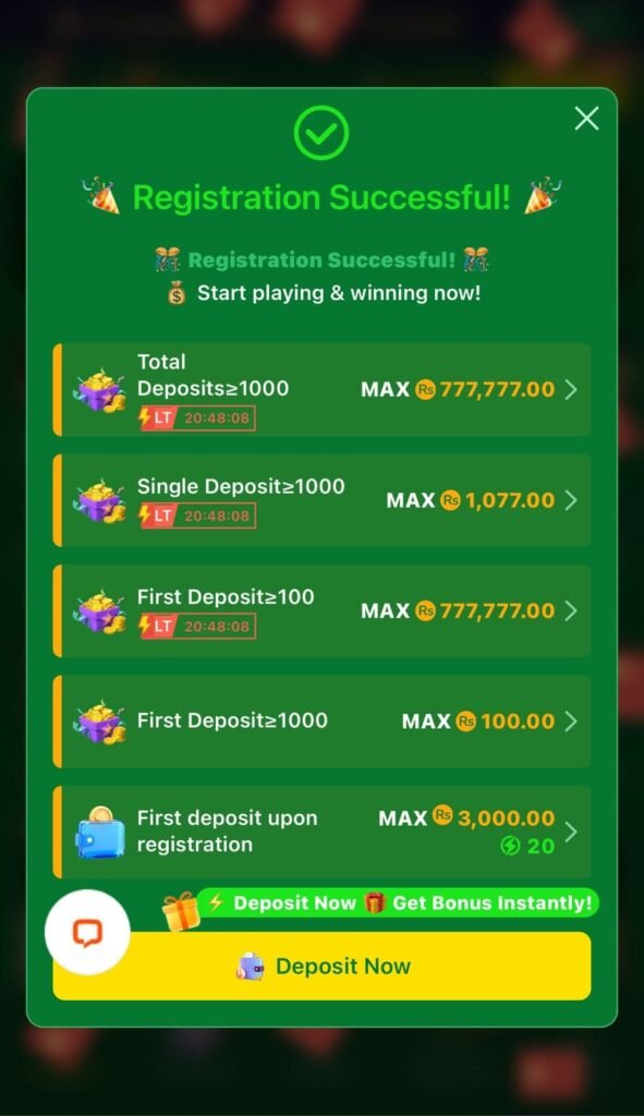 2A Game registration bonus offer for new users.
