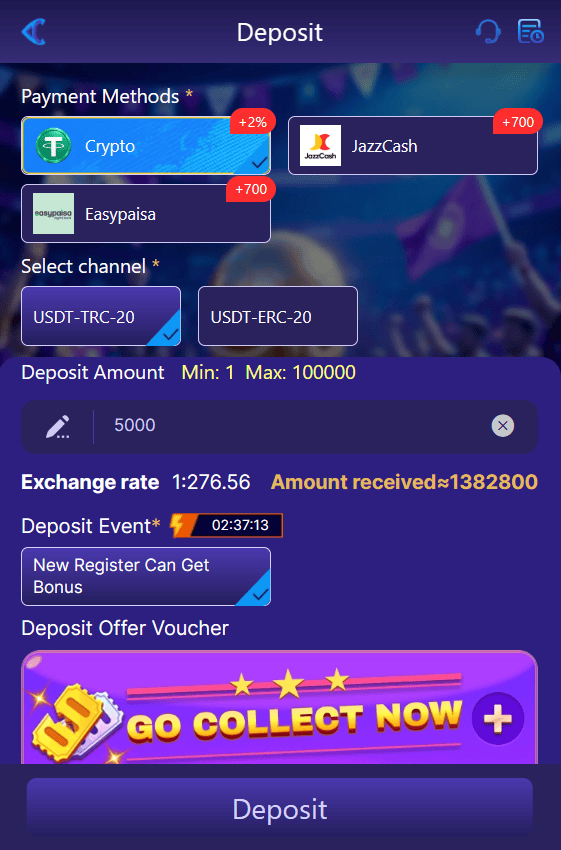 81CC Game deposit guide showing account balance and available payment options