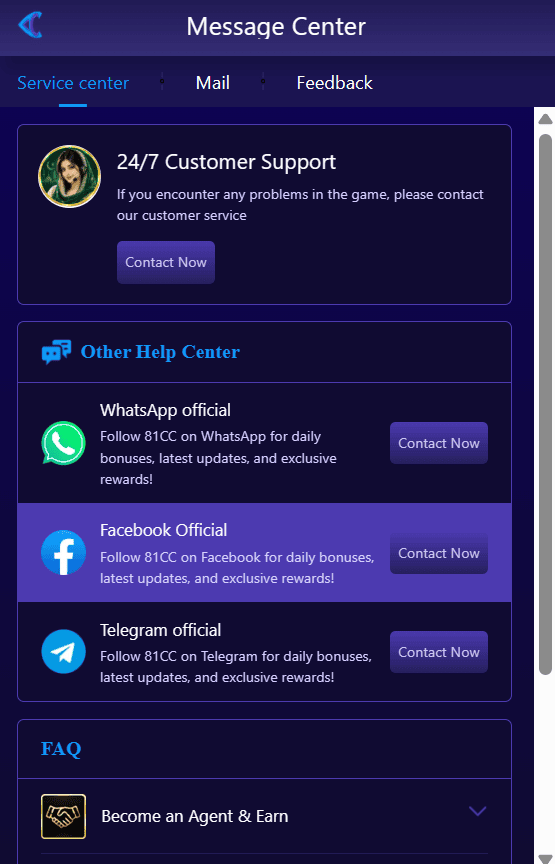 81CC Game customer support service for login, registration, deposit, and withdrawal assistance
