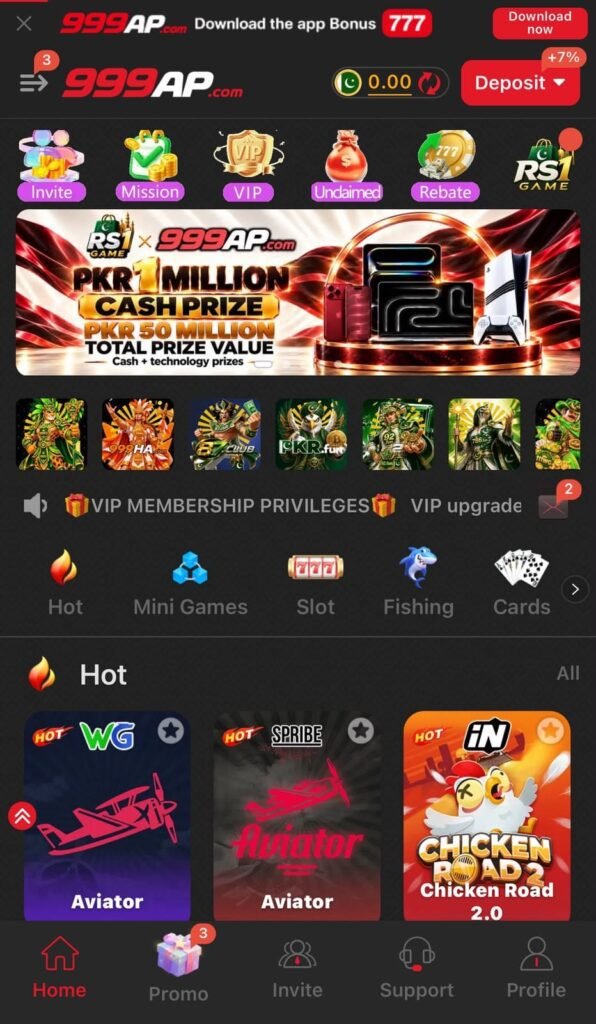 999AP Game slots section and slot game options