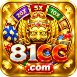 81CC Game APK logo with a golden crown, casino chips, slot symbols, and blue gaming background